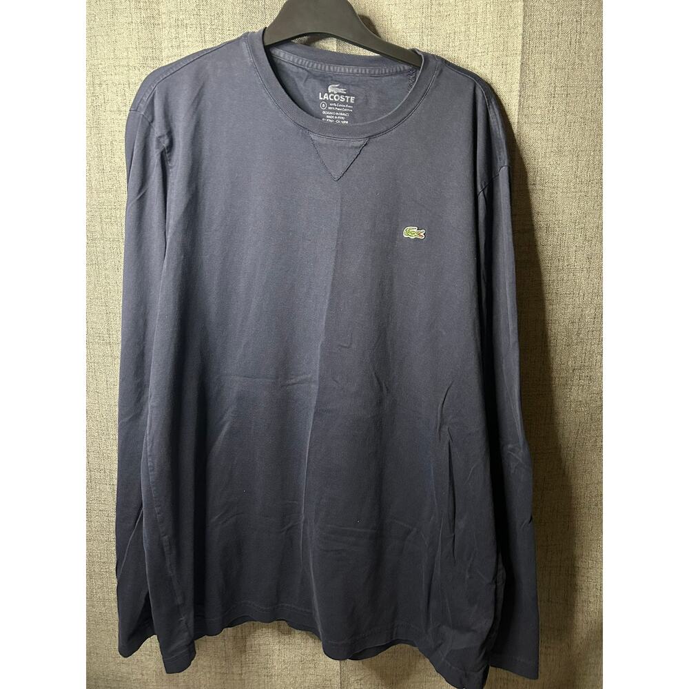 Lacoste T-Shirt Men's Size 6 Navy Blue Pima Cotton Long Sleeve Crewneck